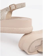 Designové sandály dámské Taupe na klínku Designové sandály dámské Taupe na klínku