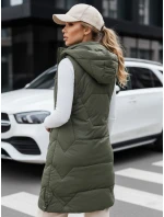 Dámská dlouhá prošívaná zelená vesta FashionStreet TY5264