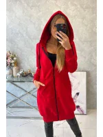 Zateplená dlouhá mikina s kapucí červená Zateplená dlouhá mikina s kapucí červená