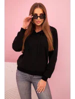 Dámská bavlněná mikina s kapucí a kapsami černá