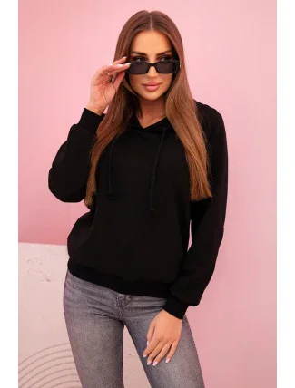 Dámská bavlněná mikina s kapucí a kapsami černá