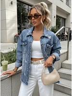 Dámská džínová bunda s odřenou modrou FashionStreet TY5687