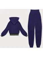 Teplákový žebrovaný komplet ve švestkové barvě s ozdobnými stahovacími lemy (AMG-345A) Teplákový žebrovaný komplet ve švestkové barvě s ozdobnými stahovacími lemy (AMG-345A)