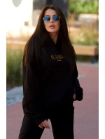 Izolovaná bavlněná souprava, mikina s vyšívacími + kalhotami černý Izolovaná bavlněná souprava, mikina s vyšívacími + kalhotami černý