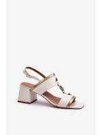 Kožené elegantní sandály na podpatku Laura Messi 2768 Bílé