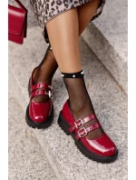 Dámské polobotky s pásky lakované bordové Terione