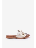 Pantofle S Dekorací Přírodní Kůže Zazoo 3667 Zlatý Opraný