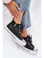 Kožené Vysoké Tenisky Dámské GOE RR2N4101 Černé