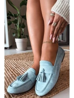 Dámské mokasíny s plochou podrážkou a třásněmi, modré Marilisse