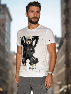 Pánské bílé tričko s potiskem FashionStreet RX5656