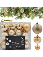 DEKORATIVNÍ PLASTOVÉ CETKY BEZPEČNÉ 46KS SLÍDA MĚĎ