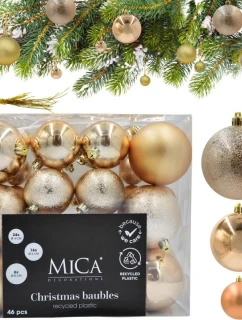 DEKORATIVNÍ PLASTOVÉ CETKY BEZPEČNÉ 46KS SLÍDA MĚĎ