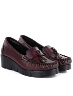 Kožené mokasíny polobotky na platformách vínové Vinceza 39990