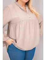 Dámská viskózová halenka Plus Size s volánovitým rukávem a výstřihem do V fango Dámská viskózová halenka Plus Size s volánovitým rukávem a výstřihem do V fango