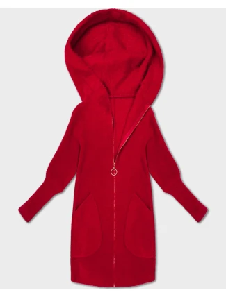 Červená bunda - přehoz přes oblečení typu alpaka s kapucí (19905.1)
