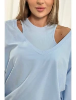 3-dílný set mikina + top + legíny modrá