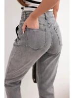 Dámské džíny paperbag s dvojitým zapínáním M.sara grafitové