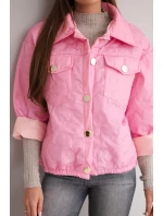 Dámská jarní prošívaná bunda s květinovým vzorem cukrově růžová Dámská jarní prošívaná bunda s květinovým vzorem cukrově růžová