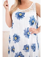 Dámské šaty Plus Size z viskózy s květinovým vzorem a krajkovým výstřihem bílé