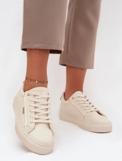 Dámské Tenisky Z Eko Kůže Big Star SS274027 Béžovo-Zlaté