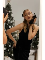 Podpatky s mašlí a krystaly Černé Marivine