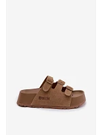 Dámské pantofle na masivní platformě s pásky Big Star TT274530 Camel