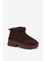 Dámské sněhule Milora z přírodního semiše s kožešinou – čokoládové