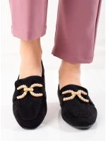 Pěkné dámské černé mokasíny bez podpatku Pěkné dámské černé mokasíny bez podpatku