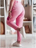 Ležérní dámské plisované kalhoty s páskem PLISSO pink FashionStreet UY2519