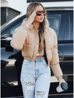 Dámská krátká zimní bunda s kapucí béžová FashionStreet TY5471