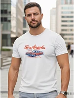 Pánské bavlněné tričko s potiskem Los Angeles white NX0055R Pánské bavlněné tričko s potiskem Los Angeles white NX0055R