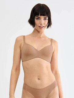 Dámská podprsenka ZERO Feel Pure THE UP TShirt Bra Nostalgic Brown béžová  - SLOGGI