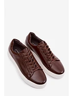 Pánské tenisky z eko kůže tmavě hnědé Velton