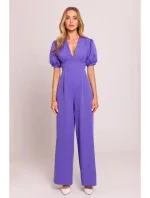 M852 Kombinéza s puff rukávy - světle fialová M852 Kombinéza s puff rukávy - světle fialová