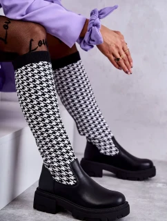 Dámské ponožkové kozačky černo-bílé Avira