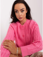 Růžový pletený svetr na knoflíky