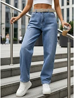 Dámské pytlovité modré džíny s páskem FashionStreet UY2945