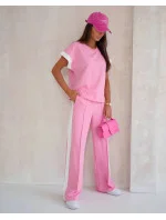 Růžový dámský sportovní komplet s kontrastními vsadkami (VE99)