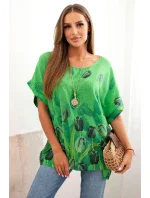 Dámská bavlněná košile s květinovým vzorem zelený