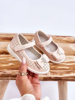 Dětské balerínky s mašlí na suchý zip růžove Halle