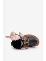 Kožené Zateplené Dětské Boty Na Zip S Medvídkem Černé Vinceza 36261