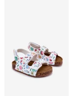 Dětské sandály na korkové podrážce s přezkami ovoce bílé Thessa