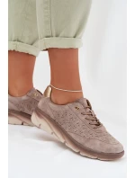 Kožené dámské tenisky s perforací Sergio Leone SP-002 šedé