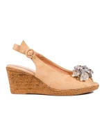 Exkluzívní dámské sandály hnědé na klínku Exkluzívní dámské sandály hnědé na klínku