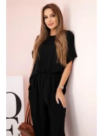 Komplet z viskózy halenka + kalhoty černý