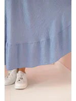 Dámské šaty plus size s krátkým rukávem a volánem z lehké viskózy džínová