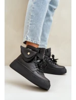 Vysoké sneakersy s kapsou na platformě černé Saramis