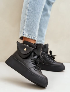 Vysoké sneakersy s kapsou na platformě černé Saramis