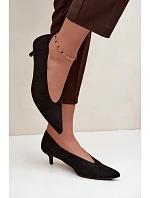 Černé semišové lodičky s kitten heel Nuretta