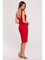 M667 Šaty Shaeth s ozdobným řetízkem na zádech - červené